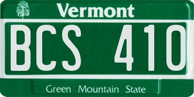 VT license plate BCS410