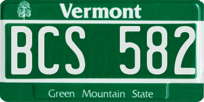 VT license plate BCS582