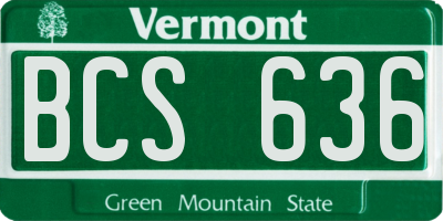 VT license plate BCS636