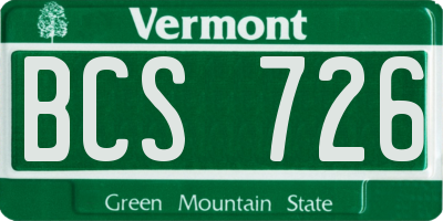 VT license plate BCS726