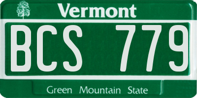 VT license plate BCS779