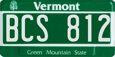 VT license plate BCS812