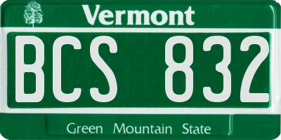 VT license plate BCS832