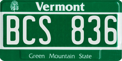 VT license plate BCS836