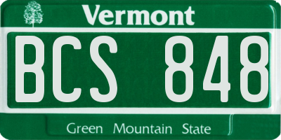 VT license plate BCS848