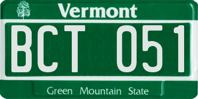 VT license plate BCT051