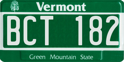 VT license plate BCT182