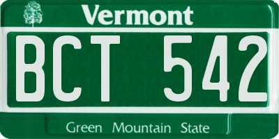VT license plate BCT542