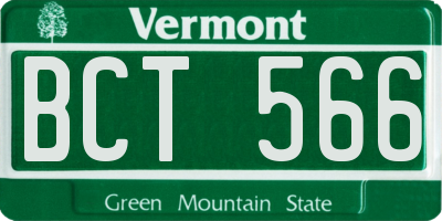 VT license plate BCT566