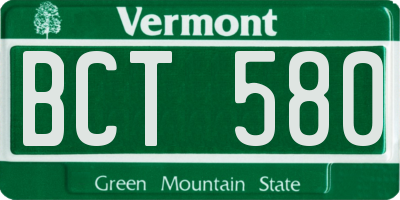 VT license plate BCT580