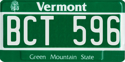 VT license plate BCT596