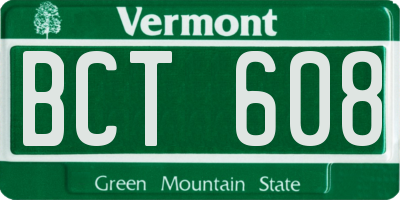 VT license plate BCT608