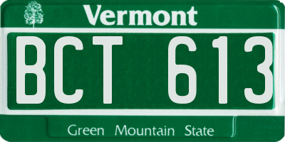 VT license plate BCT613