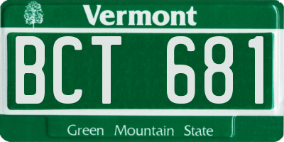 VT license plate BCT681