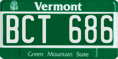 VT license plate BCT686