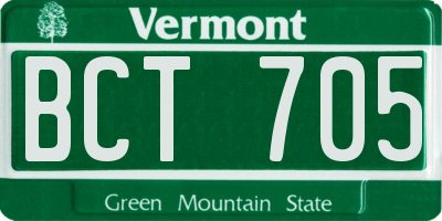 VT license plate BCT705