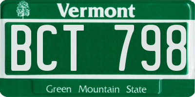 VT license plate BCT798