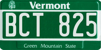 VT license plate BCT825