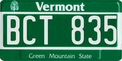 VT license plate BCT835