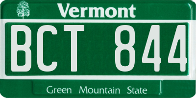 VT license plate BCT844