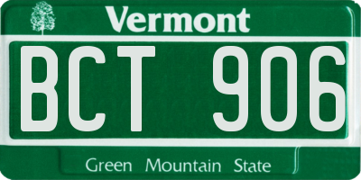 VT license plate BCT906