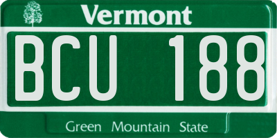 VT license plate BCU188
