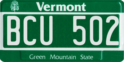 VT license plate BCU502