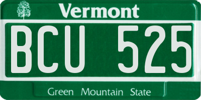 VT license plate BCU525