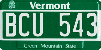VT license plate BCU543