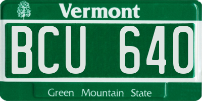 VT license plate BCU640
