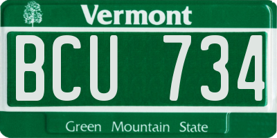 VT license plate BCU734