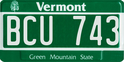 VT license plate BCU743