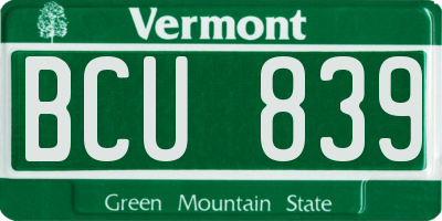 VT license plate BCU839