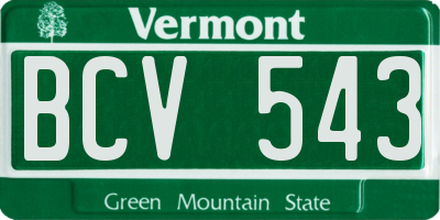 VT license plate BCV543