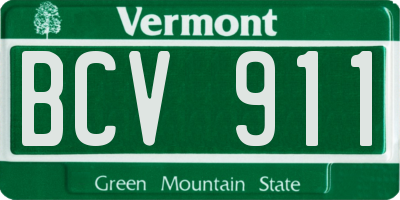 VT license plate BCV911
