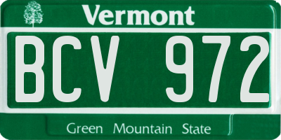 VT license plate BCV972