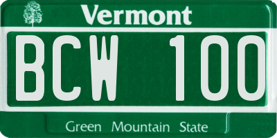 VT license plate BCW100