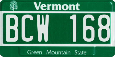 VT license plate BCW168