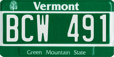 VT license plate BCW491
