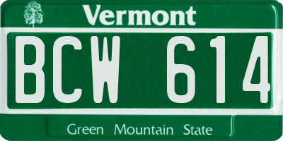 VT license plate BCW614