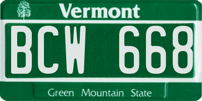 VT license plate BCW668