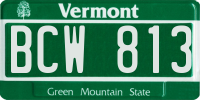 VT license plate BCW813