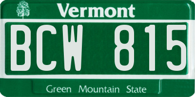 VT license plate BCW815