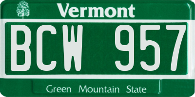 VT license plate BCW957
