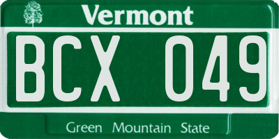 VT license plate BCX049