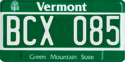 VT license plate BCX085