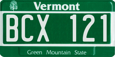VT license plate BCX121