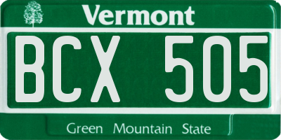 VT license plate BCX505