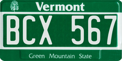 VT license plate BCX567