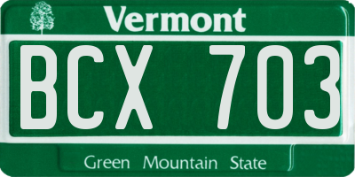 VT license plate BCX703